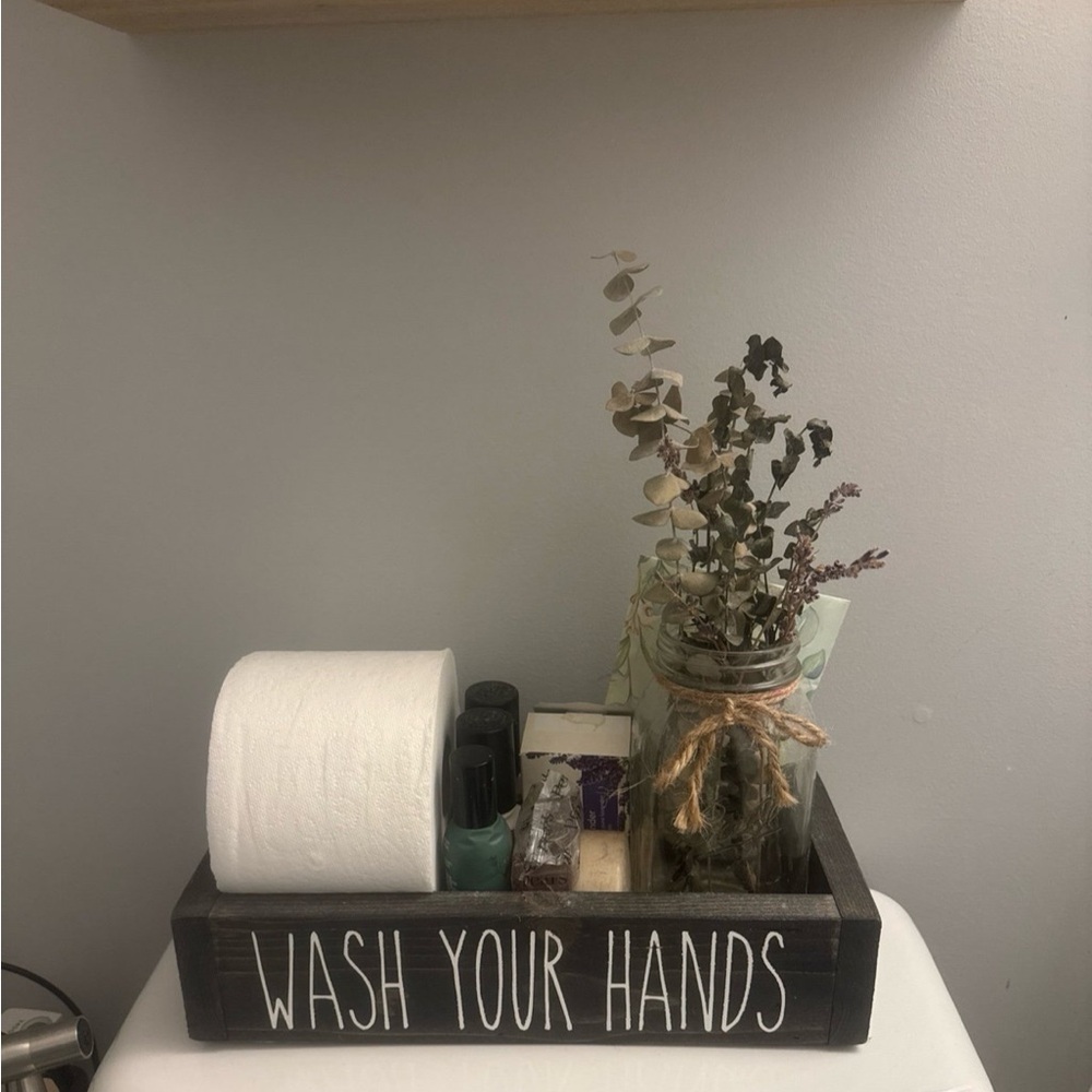 Rustic Wooden Toilet Tank Organizer Box